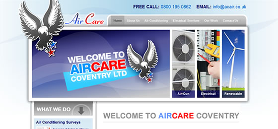 Aircare Coventry website by Cirrus Nova